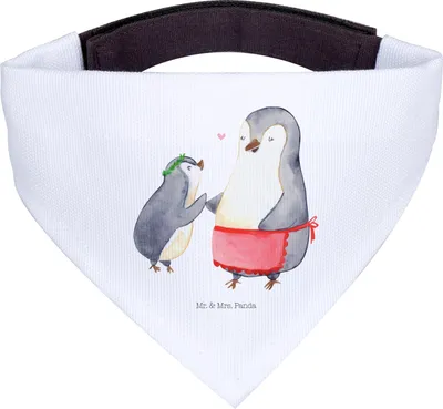 Produktbild von Mr. & Mrs. Panda Bandana Pinguin mit Kind - Weiß - Geschenk, Vorbild Mama, Muttertag, Halstuch für Hund, Hundehalstuch, Hunde, Familie, Dreieckstuch, Mutti