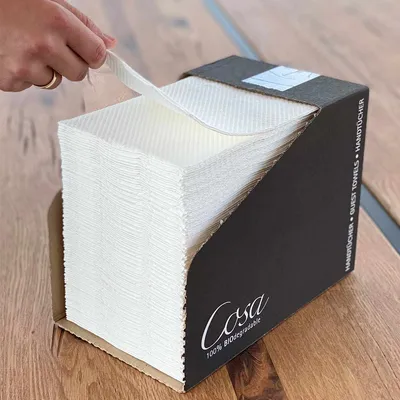 Produktbild von Sovie Care COSA Einweghandtücher 4-lagig im Dispenser, 49 x 30 cm, 1/4 Falz, 100 Stück