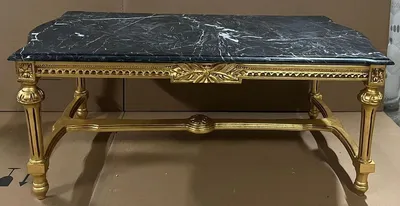 Produktbild von Casa Padrino Barock Couchtisch Gold / Schwarz - Rechteckiger Massivholz Wohnzimmertisch mit Marmorplatte - Barockstil Wohnzimmer Möbel - Barock Möbel - Antik Stil Wohnzimmer Möbel