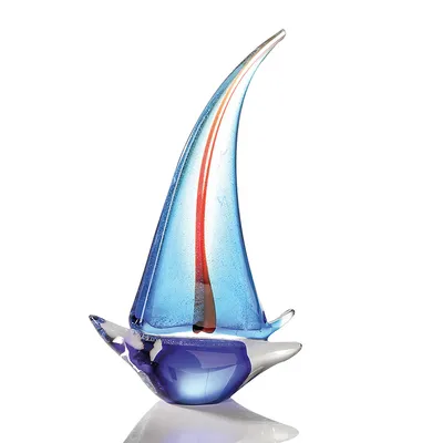 Produktbild von Casablanca Glasskulptur "Segelboot" blau/silber Höhe 32cm rot 127036