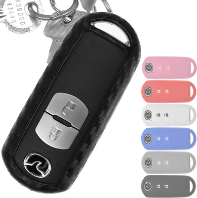 Produktbild von Auto Schlüssel Silikon Schutz Hülle im Carbon Look kompatibel mit Mazda 2 3 6 CX-3 CX-5 MX-5 CX-9 KEYLESS SMARTKEY