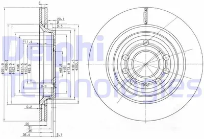Produktbild von 2x DELPHI Bremsscheibe BG3886C für OPEL Vectra C Caravan (Z02) Signum CC (Z03)