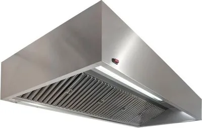 Obrázek produktu pro Nástěnná digestoř KBS, tvar krychle, 2600x1400x450 mm, s ochranným filtrem proti plameni typ F1, nerezová ocel