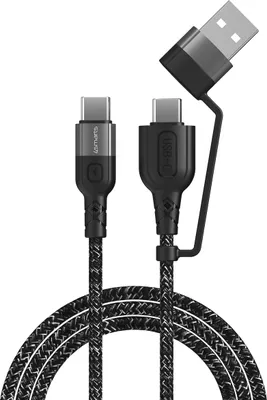 Produktbild von 4smarts USB-C & -A/USB-C Kabel ComboCord CA 1.5m textil