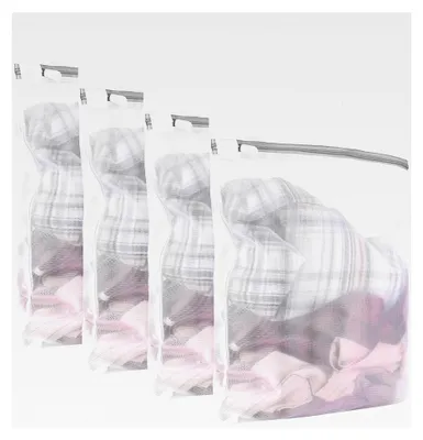 Produktbild von 4 Stück Wäschenetz für Waschmaschine, Wäschesack 30 x 40 cm für Feinwäsche, Wäschenetz Klein mit Verstecktem Reißverschluss für BH, Socken, Reise, Schuhe