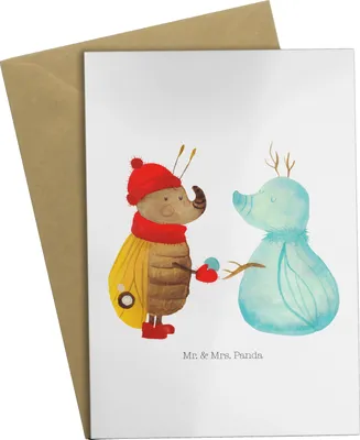 Produktbild von Mr. & Mrs. Panda Grußkarte Nachtfalter Schneemann - Weiß - Geschenk, Schnee, Weihnachten, genesungskarte, Winter, einladungskarten, weihnachtskarten, valentinstagskarte
