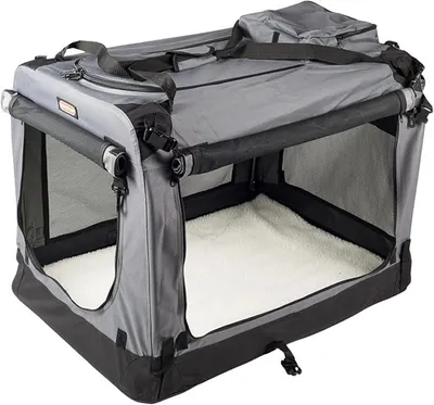 Productafbeelding van Reisbox, hondenbox L 70 * 52 * 52 cm, transportbox, kooi, kennel (grijs)