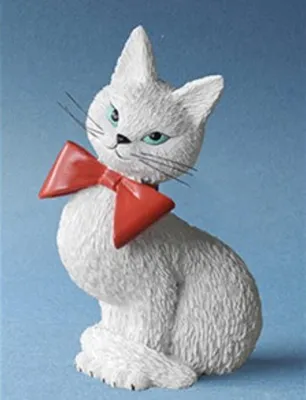 Katzenfigur aus Kunststein, weiß, 9 cm, Sammelfigur