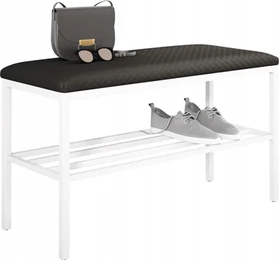 Zdjęcie produktu dla Ławka na buty z siedziskiem loft metalowa do przedpokoju półka 80 cm
