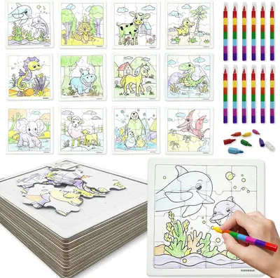 Obrázok produktu pre Puzzle 12 kusov, s 12 farebnými ceruzkami, kreatívna vzdelávacia hračka, pre triedy