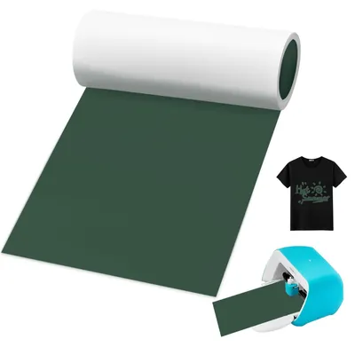 Obrázok produktu pre Termotransferová fóliaPolyuretán– tmavozelená – flexibilná fólia – vinyl na prilepenie žehličkou – 14 cm x 300 cm – materiál pripravený na rezanie – textilná fólia