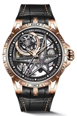 Produktbild von Herrenuhr GELATU Revehent, Automatik, Leder und Silikon, Roségold
