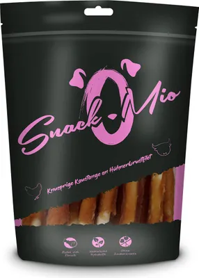 Produktbild von SnackOMio – Premium Hundesnack – Knusprige Kaustange an Hühnerbrustfilet, getreidefrei, 1er Pack (1 x 200g)