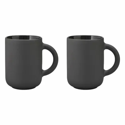 Produktbild von Stelton Theo Becher 2er-Set, Trinkbecher, Kaffeetasse, Steingut, Schwarz, 350 ml, x-639