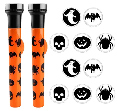 Halloween Projektor Taschenlampe, 2 Stück, mit Bildscheiben