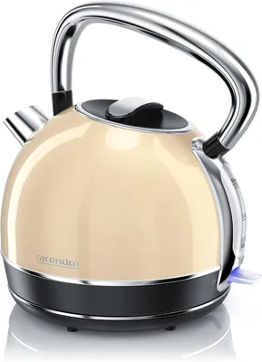 Produktbild von Retro Edelstahl Wasserkocher im Vintage Stil, 1,7 L, 2200 W, automatische Abschaltung, austauschbarer Kalkfilter, kabellos, Überhitzungsschutz, Rot