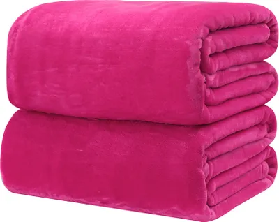 Produktbild von Ultra weich warm doppelt Gesichtsweg Flanelldecke Teppichbett Sofa Couch Pad Home-Rosenrot ,Größen:70cm x 100cm