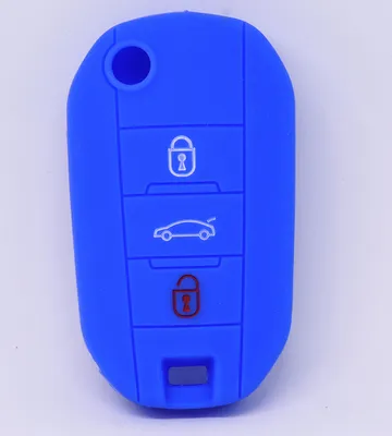 Produktbild von Auto Schlüssel Hülle Silikon Schutz Cover Blau kompatibel mit Citroen C4 Picasso Jumpy Flip Peugeot 3 Tasten Klappschlüssel