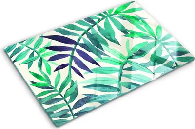 Imagen del producto de Cubierta para placa de cocina – Cubierta para placa de inducción – Placa de vidrio protectora – 80x52 cm – Placas de vidrio protectoras para cocina – Vidrio templado – Motivos de hojas tropicales