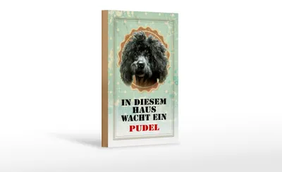 Produktbild von Holzschild Hund 12x18cm in diesem Haus wacht ein Pudel