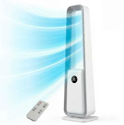 Produktbild von AIORBER Turmventilator mit 24 Stufen, 75° Oszillation, 12H Timer, Fernbedienung, 35 dB leise, DC Motor, LED Display, Weiß
