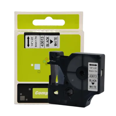 Zdjęcie produktu dla Taśma do DYMO D1 6mm x 7m 43613 biała 7m S072078 drukarka labelmamager Standard Etykiety