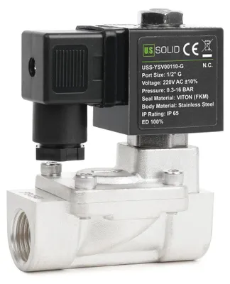 Magnetventil 1/2" 220V AC, 0,3-16 bar, pilotgesteuert, Edelstahl