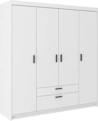 Produktbild von Masseno Drehtürenschrank ELENORA 176,3 cm Kleiderschrank Schlafzimmer Schrank 4-türig Weiß