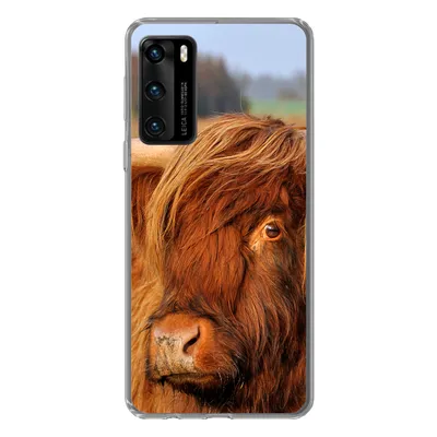 Produktbild von MuchoWow® Handyhülle Schutzhülle Hülle für Huawei P40 Schottischer Highlander - Gras - Baum Silikon Softcase Handy Hülle - Handytasche