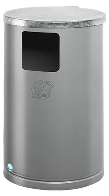 Produktbild von Abfallsammler zur Wand- oder Rohrbefestigung | 30 Liter, HxBxT 62x30x30cm | Verzinkter Stahl | Silber