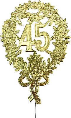 Produktbild von Jubiläumszahl 45 Gold Deko Ø8cm mit Draht, 10 Stück, Feier Dekoration