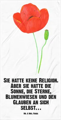 Produktbild von Mr. & Mrs. Panda Badehandtuch Blume Mohnblume - Weiß - Geschenk, Handtuch, Garten, Strandlaken, Duschtuch, Mohn, Religion, Motivation, Strandtuch, Duschhandtuch, Respekt