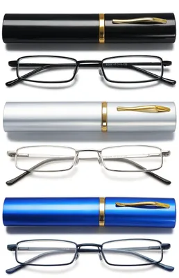 Produktbild von Mini Reise-Lesebrillen für Männer - Kompakte Metall-Lesebrille mit Etui