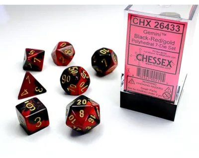 Produktbild von Chessex 7-Würfelset  Gemini Polyhedral Black-Red/Gold