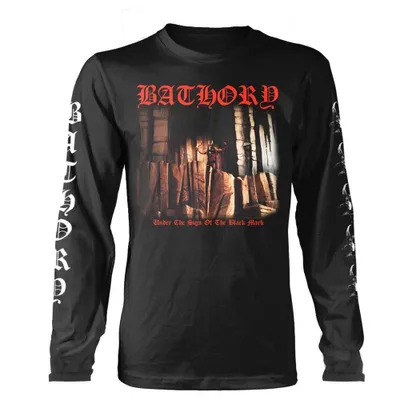 Produktbild von Bathory Uni-Langarm-T-Shirt: „Under The Sign“ (Rückaufdruck), Größe S, Schwarz