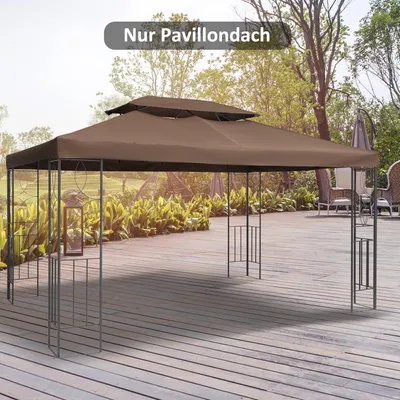 Produktbild von SUGIFT Ersatzdach Pavillon 3x4 m, Pavillondach Ersatz, Polyester PA-Beschichtung, Kaffee | 400 x 300 cm | 10 Abflusslöcher | 2,4 kg