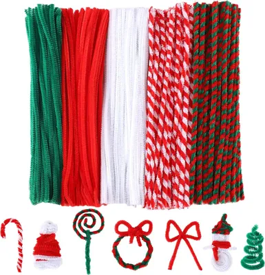 Produktbild von 500 Stš¹ck Weihnachten Pfeifenreiniger Chenille Stiele fš¹r Weihnachten N?hen DIY Handwerk 5 Farben Pfeifenreiniger fš¹r Hochzeit Zuhause Weihnachtsfeier Urlaub Dekoration