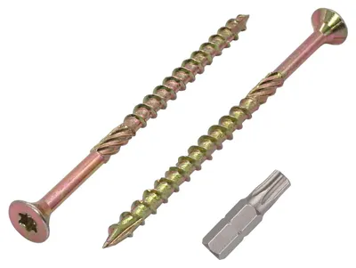 Productafbeelding van Set van 10 gele verzinkte houtschroeven 6,0 x 100 mm met Torxkop