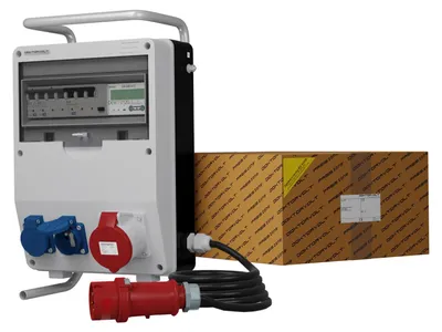 Imagen del producto de Distribuidor de energía TD-S/FI, 32A, 2x230V, sistema SKHU, cableado, contador de energía MID, marca Doktorvolt®, modelo 0502
