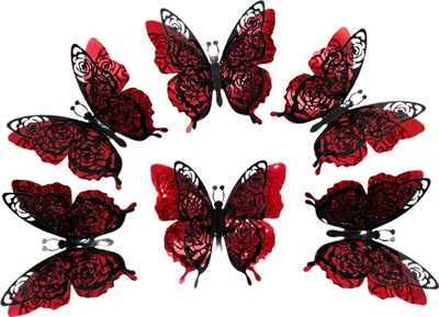 Produktbild von 6-teiliges/Set 3D-Schmetterlings-Wandaufkleber, entfernbarer Klebstoff, doppelschichtig, Schmetterlings-Wandkunst, dekorativer Aufkleber, für Zuhause, Büro, Wohnzimmer, Valentinstag, Party-Dekoration