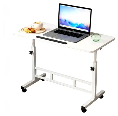 Produktbild von Höhenverstellbarer Stehpult mit Rollen, 65-87 cm, neigbare Tischplatte, Weiß, 40 x 60 cm