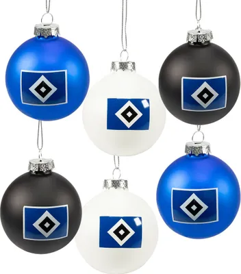 Produktbild von HSV Christbaumkugeln 6er Set Raute - multicolor