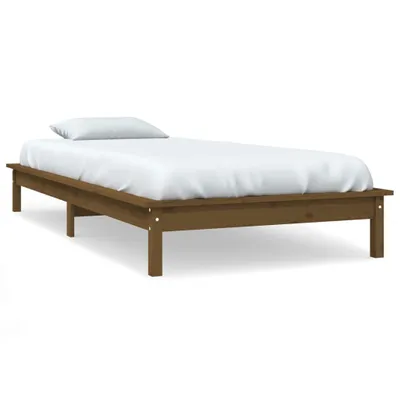 Image de vidaXL Lit en bois massif pin brun miel 90x200 cm
