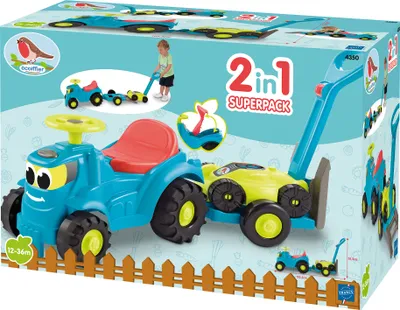 Produktbild von Ecoiffier Kindertraktor mit Anhänger und Rasenmäher