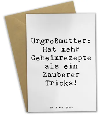 Produktbild von Mr. & Mrs. Panda Grußkarte Spruch Urgroßmutter Schätze - Weiß - Geschenk, Jubiläen, Erinnerungen, osterkarten, herzerwärmende Sprüche, Geschenke, Ahnen, Kochen, Rezepte