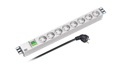 Immagine prodotto di Multipresa da 19" 1U con 8 prese con polo di terra e interruttore, grigio