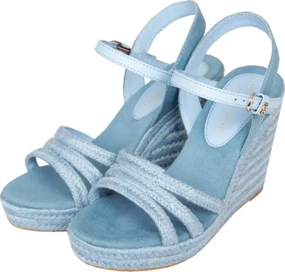 Produktbild von TOMMY HILFIGER Damensandale mit Keilabsatz und Knöchelhaken Artikel XW0XW02954, EUR 40 - UK 6,5 - USA 9 - CM 25,5, Cotone 90%,Pelle 10%