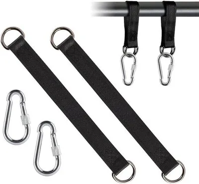 Immagine prodotto di Fissaggio per imbracatura in nylon, in 2 pezzi, cinghia di sospensione in nylon con moschettone e anelli a D