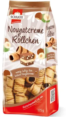 Zdjęcie produktu dla Schulte orzechowe bułeczki nugatowe Bułki waflowe z orzechowym kremem nugatowym 175g