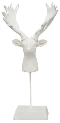 Produktbild von RentierKopf Lilian - weiß - Polyresin - 15x10,5x30,5 cm